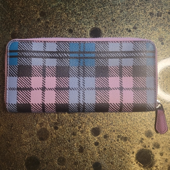 Coach Accordion Zip Wild Plaid Print Wallet Coated Canvas F23455 - Picture 16 of 16